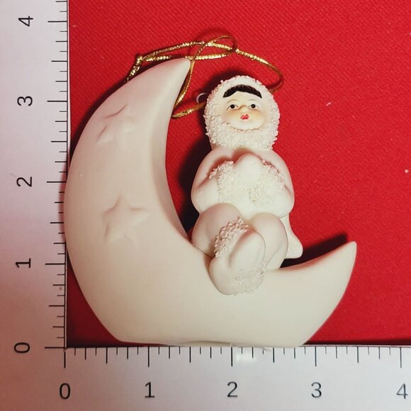 Vintage Christmas Ornament Arctic Kids of Alaska Snow Babies Angel on Crescent M - Picture 9 of 12